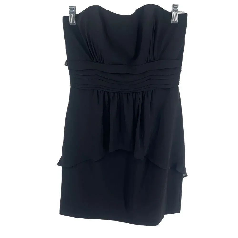 Alfred Angelo Women's Strapless Dress Mini Ruffled Party Cocktail Black NEW 8